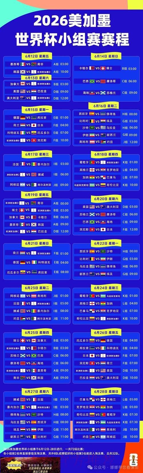2026世界杯最新赛程时间表正式出炉,完整赛程安排全面曝光 2026世界杯最新赛程时间表正式出炉,完整赛程安排全面曝光